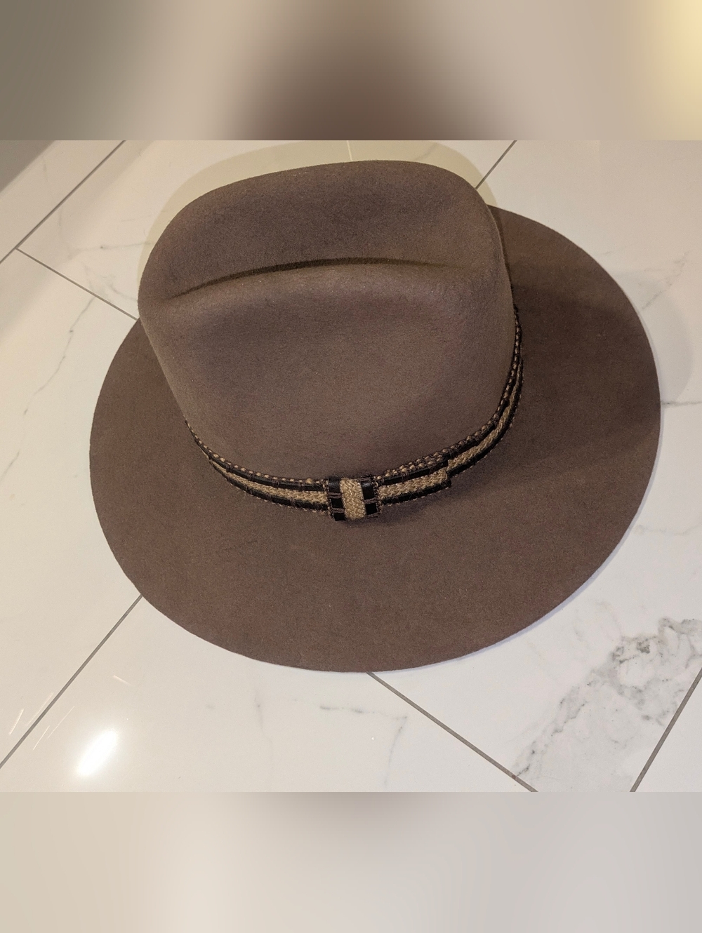 Biltmore Vintage Cowboy Rancher Fedora Wilderness Hat 7 3/8,59cm, Braided Band